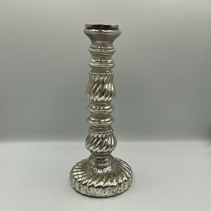 Candlestick Holder Vintage Style Glass Silver-tone Made in India